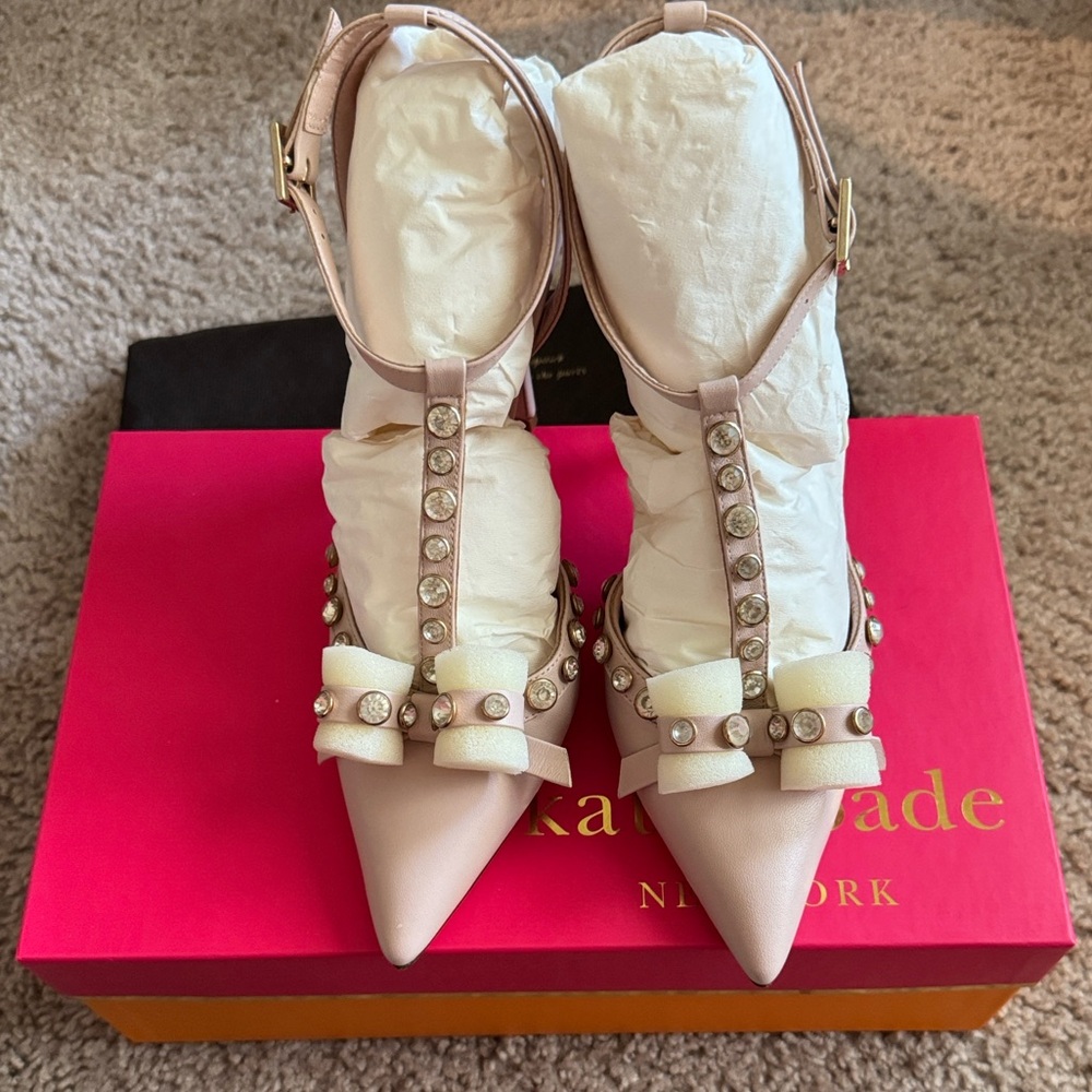Kate Spade Blush Bow Studded Heels
